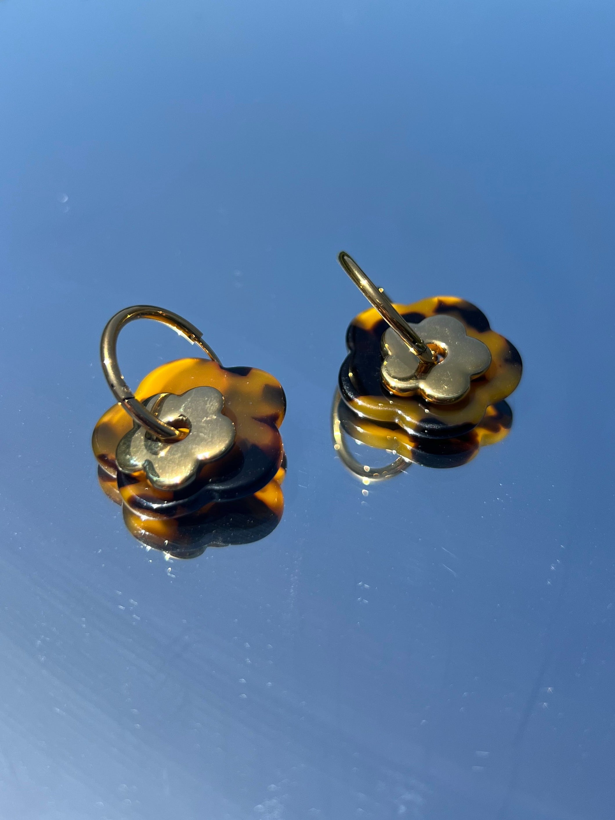 Boucle d'oreille - "Fleurs Léopard/Camel"