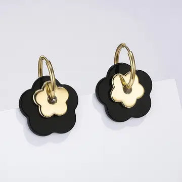 Boucle d'oreille - "Fleurs Noires"