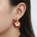 Boucle d'oreille - "Fleurs Brique"