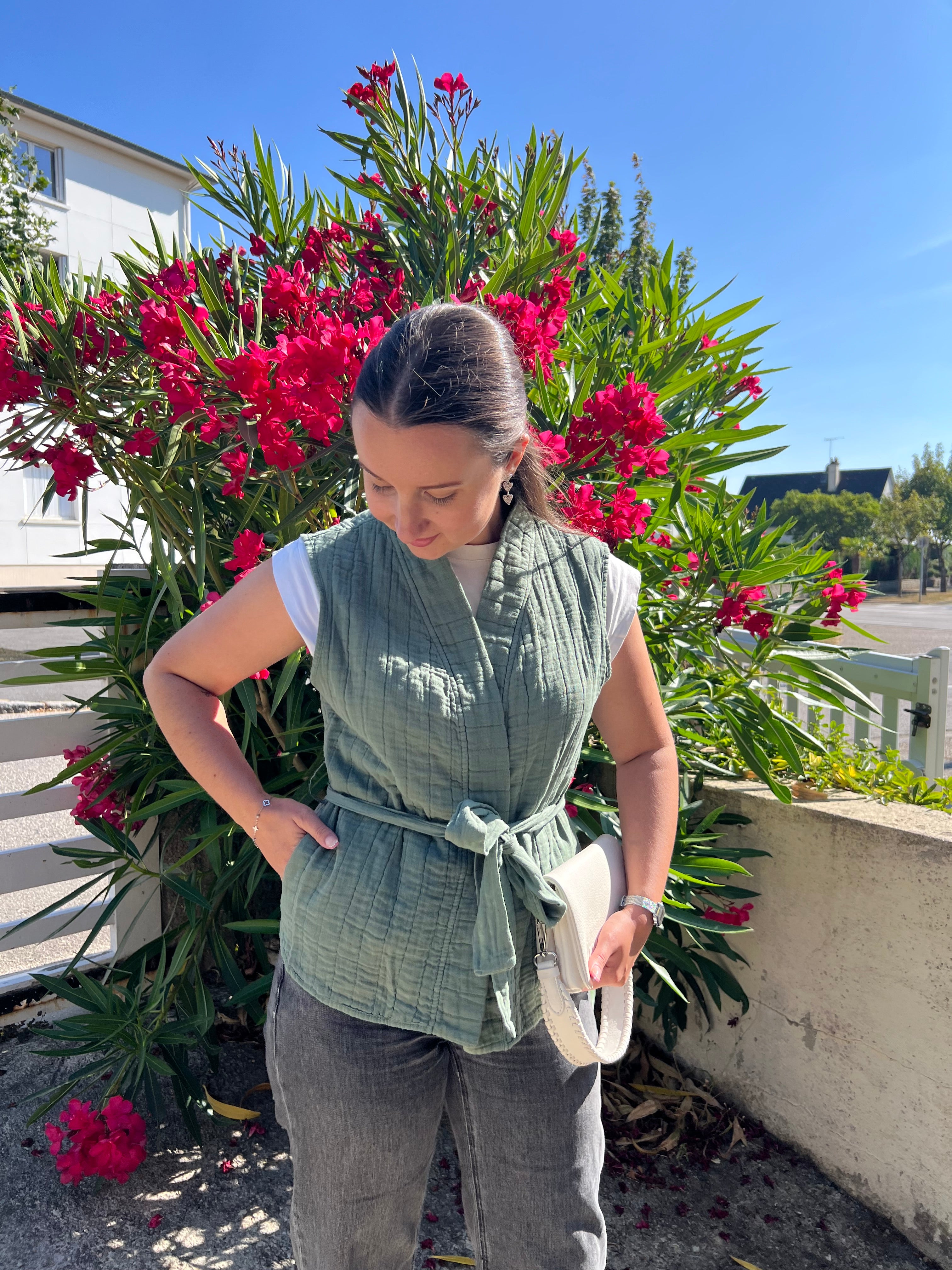Veste sans manches "Kimono" - Kaki