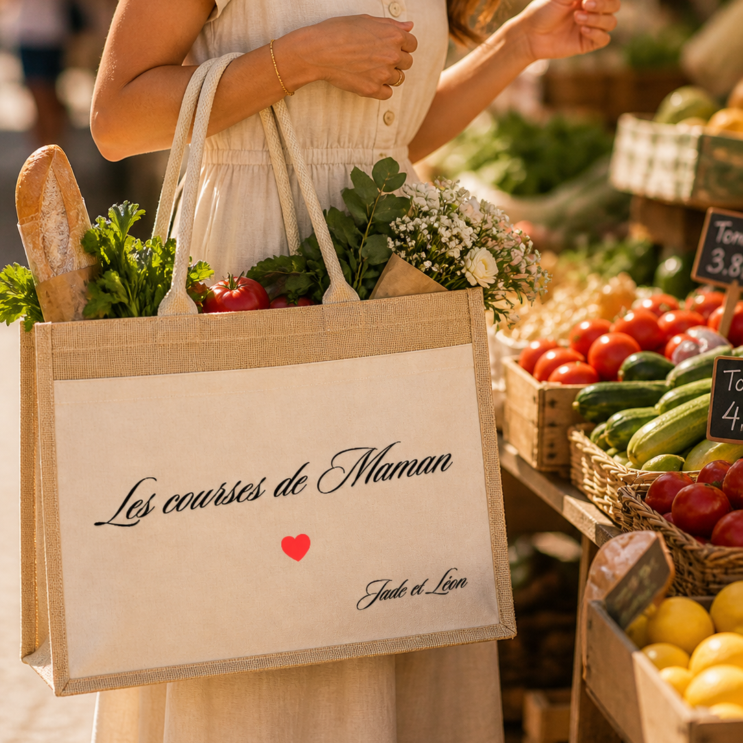 Sac "Les courses de Maman" + Prénoms