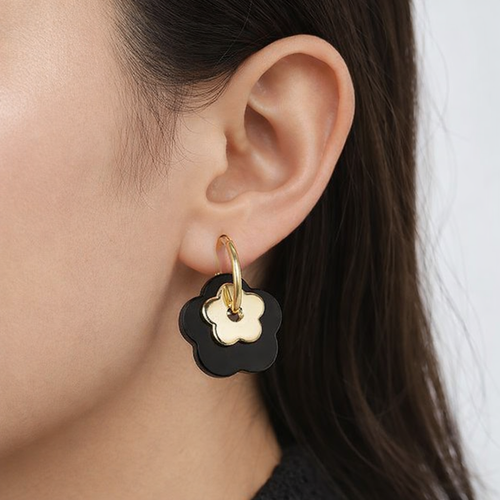 Boucle d'oreille - "Fleurs Noires"