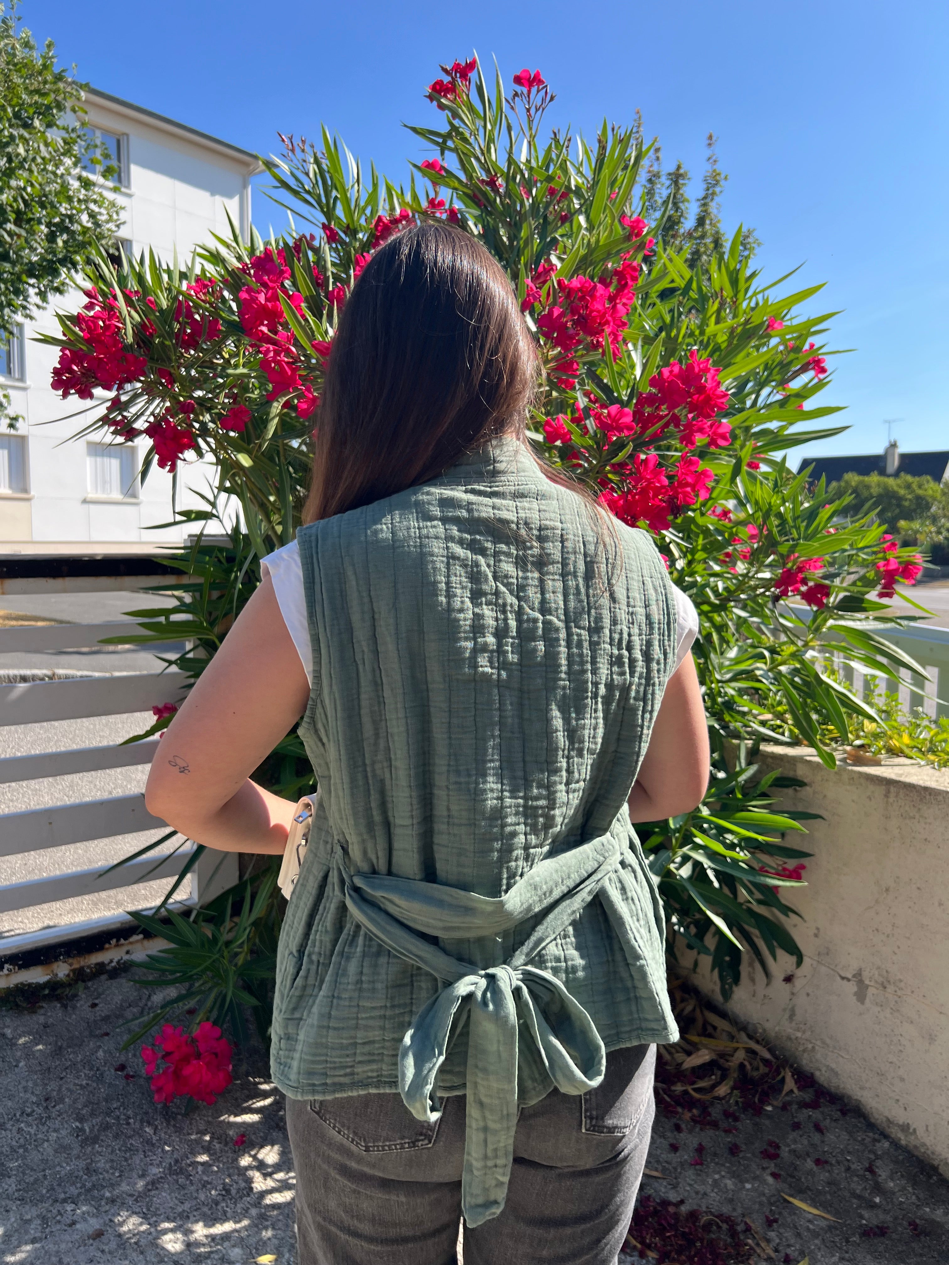 Veste sans manches "Kimono" - Kaki