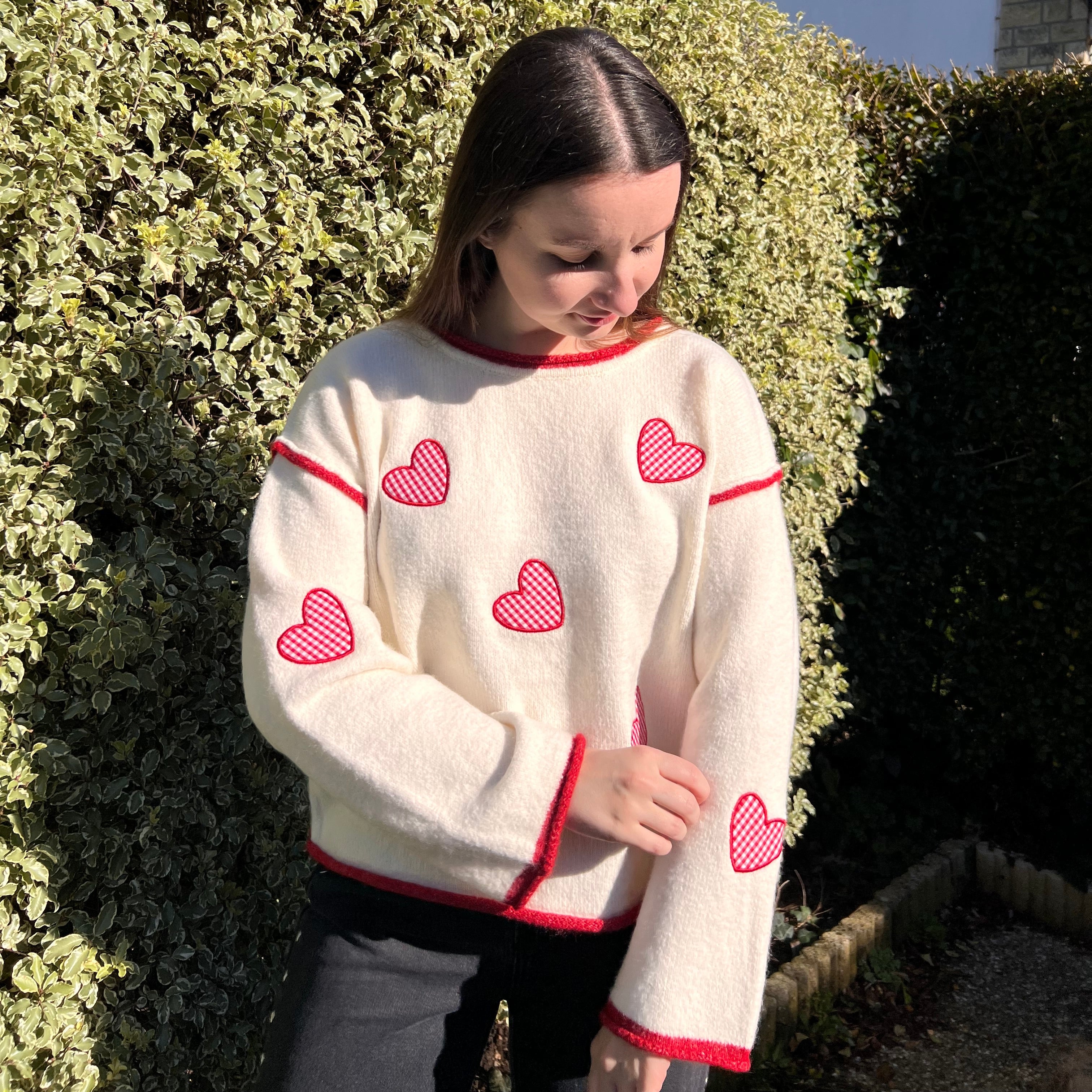 Pull cœur à carreaux "Clara"