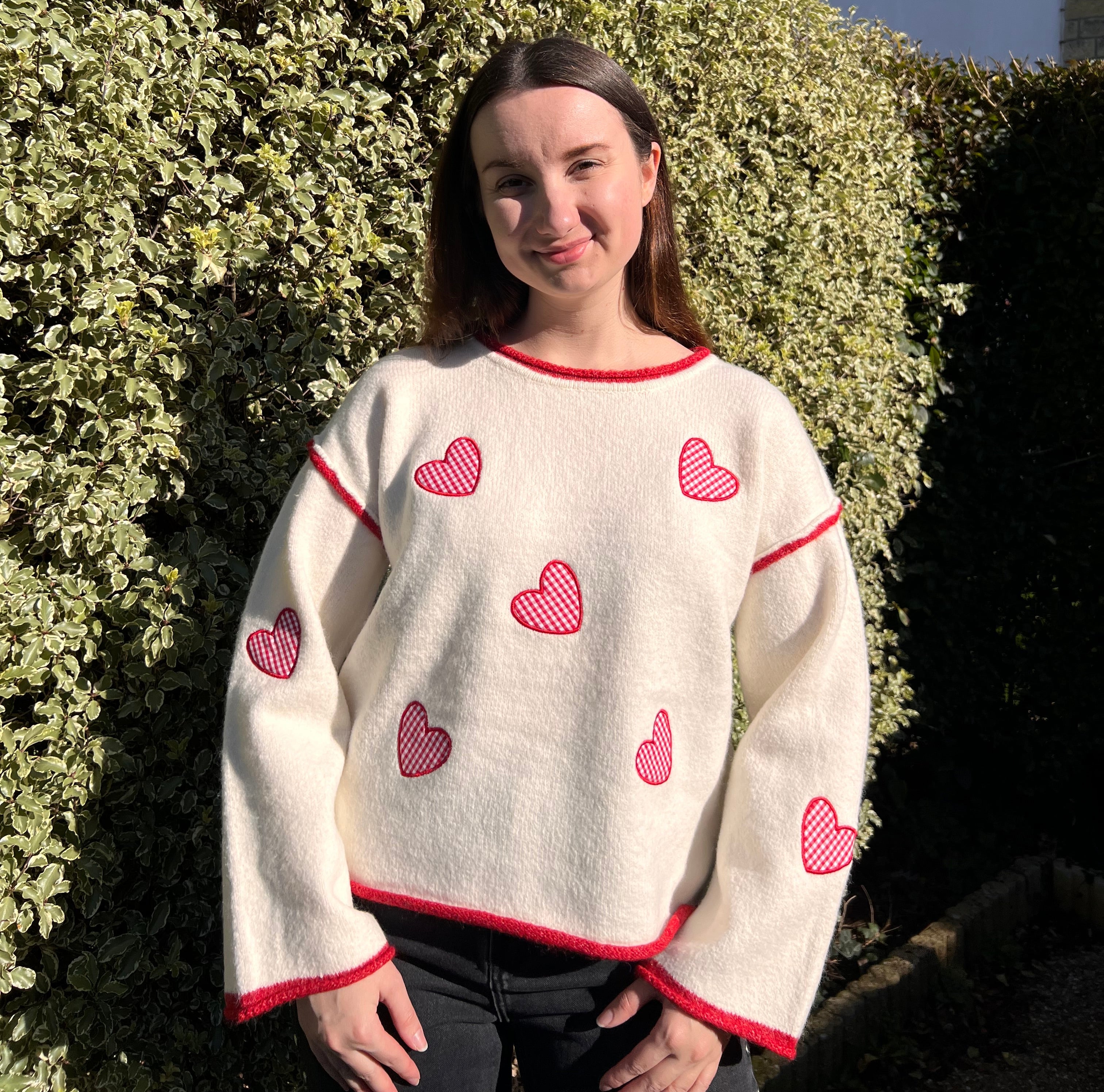 Pull cœur à carreaux "Clara"