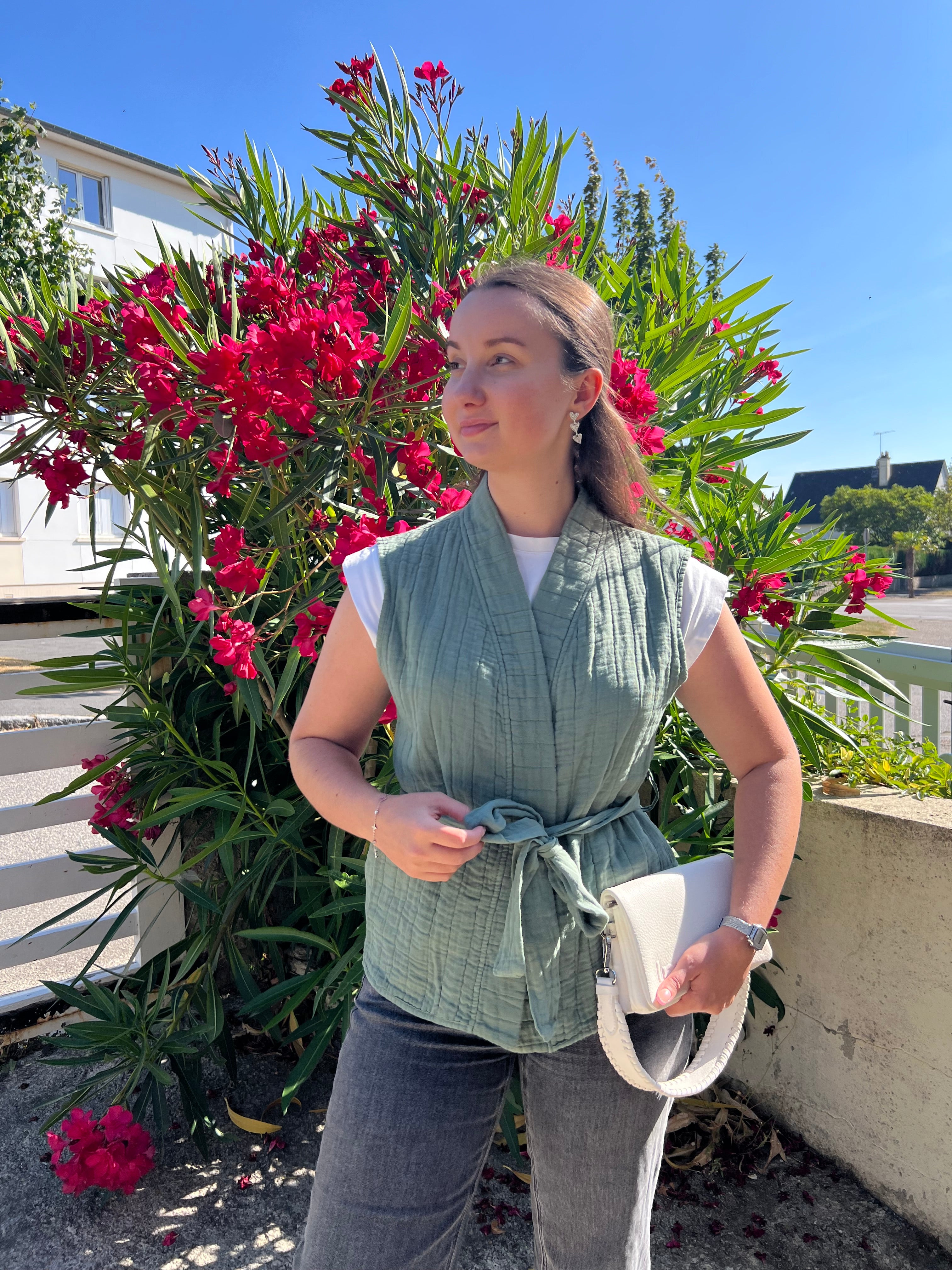 Veste sans manches "Kimono" - Kaki