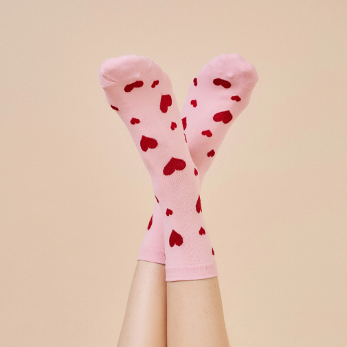 Chaussette "Cœurs" - Rose