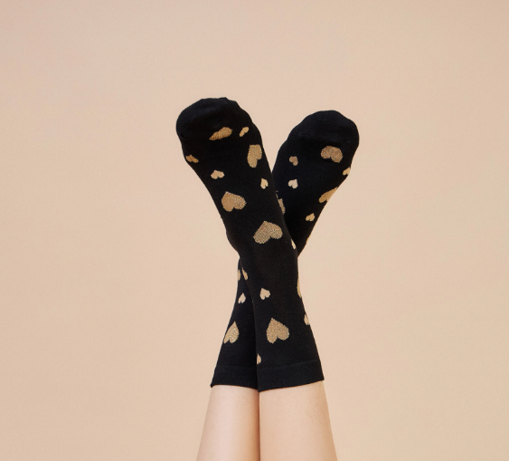 Chaussette "Cœurs" - Noir