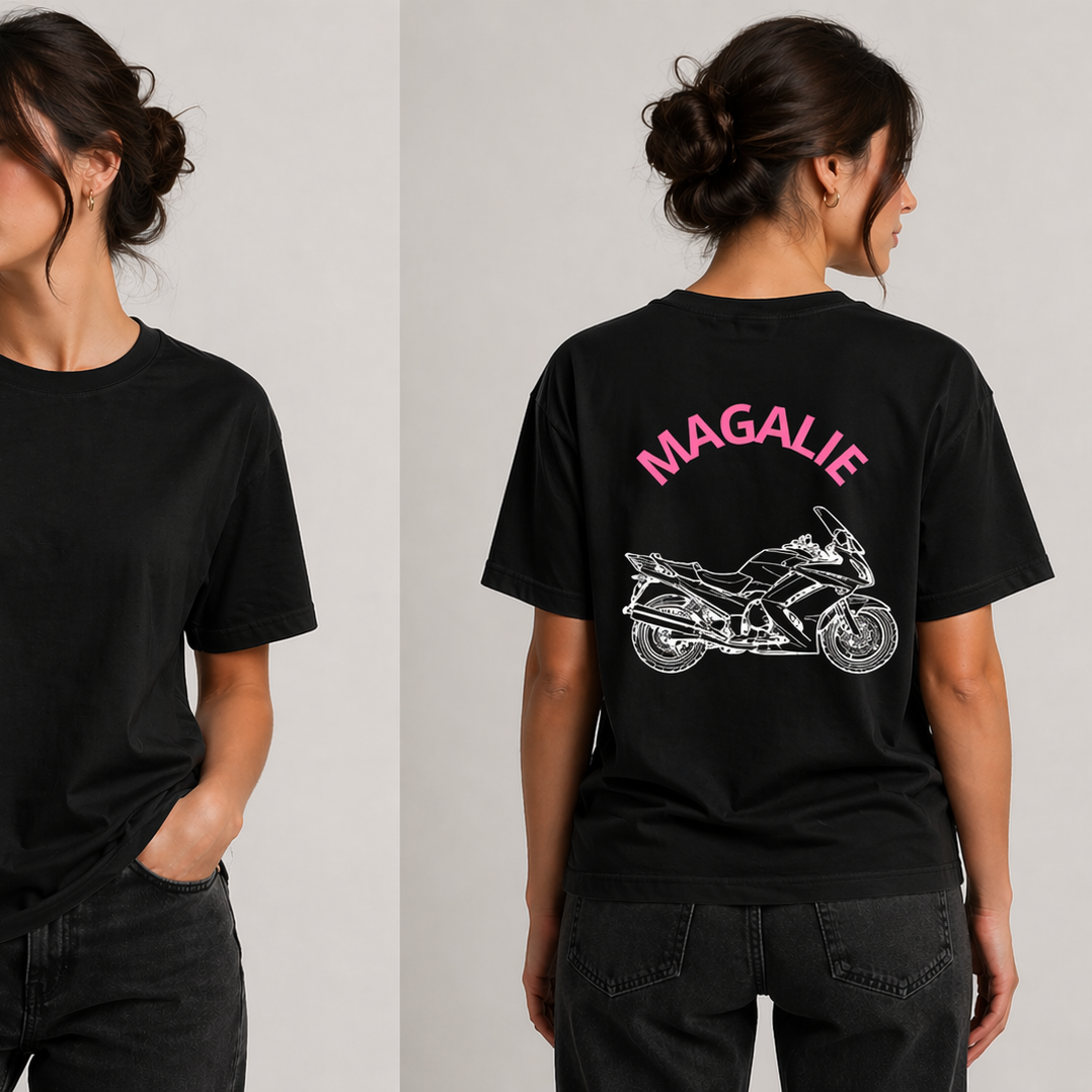 T-shirt "Moto" Noir - Personnalisable Femme