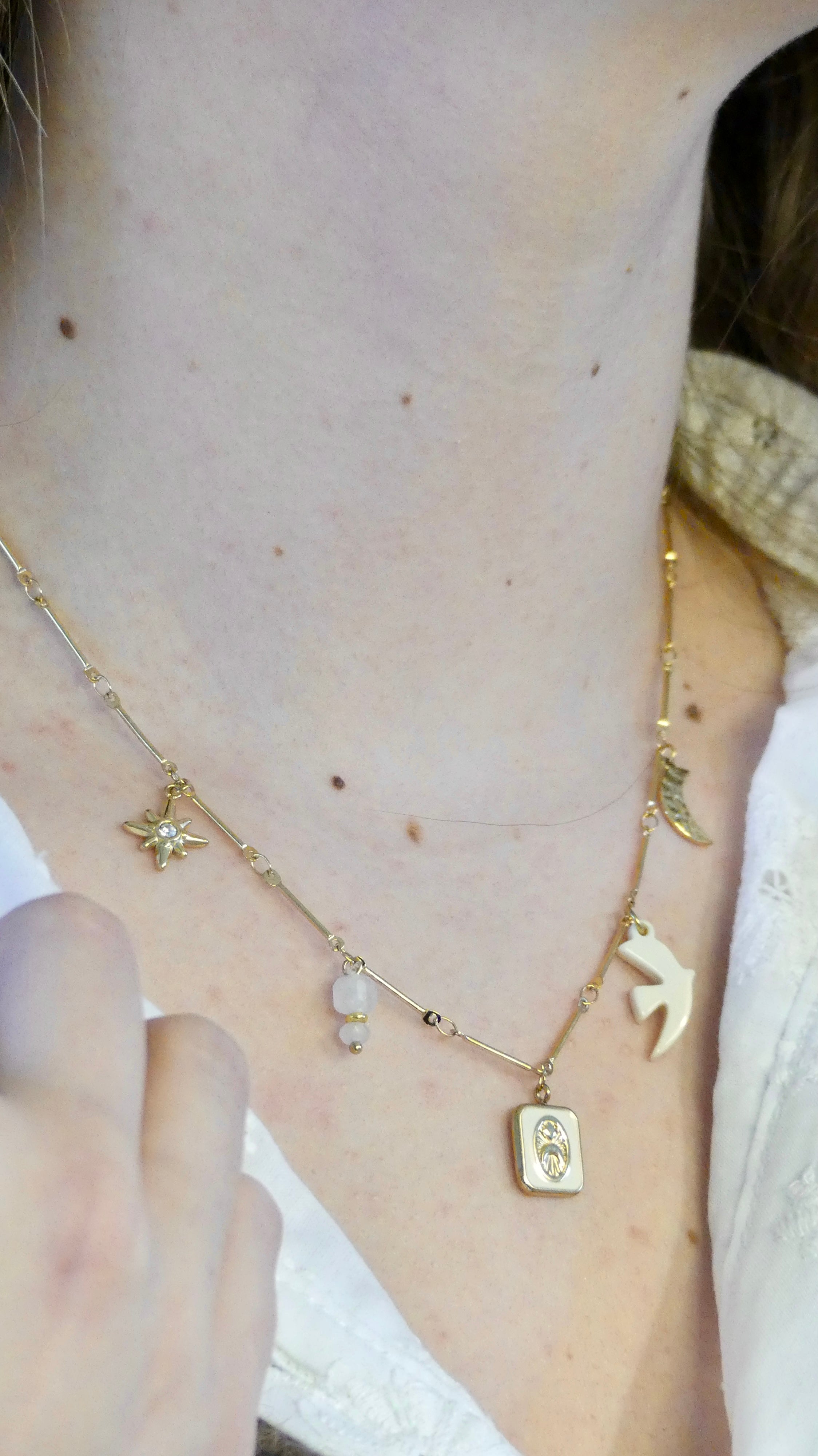 Collier - "Bird Blanc"