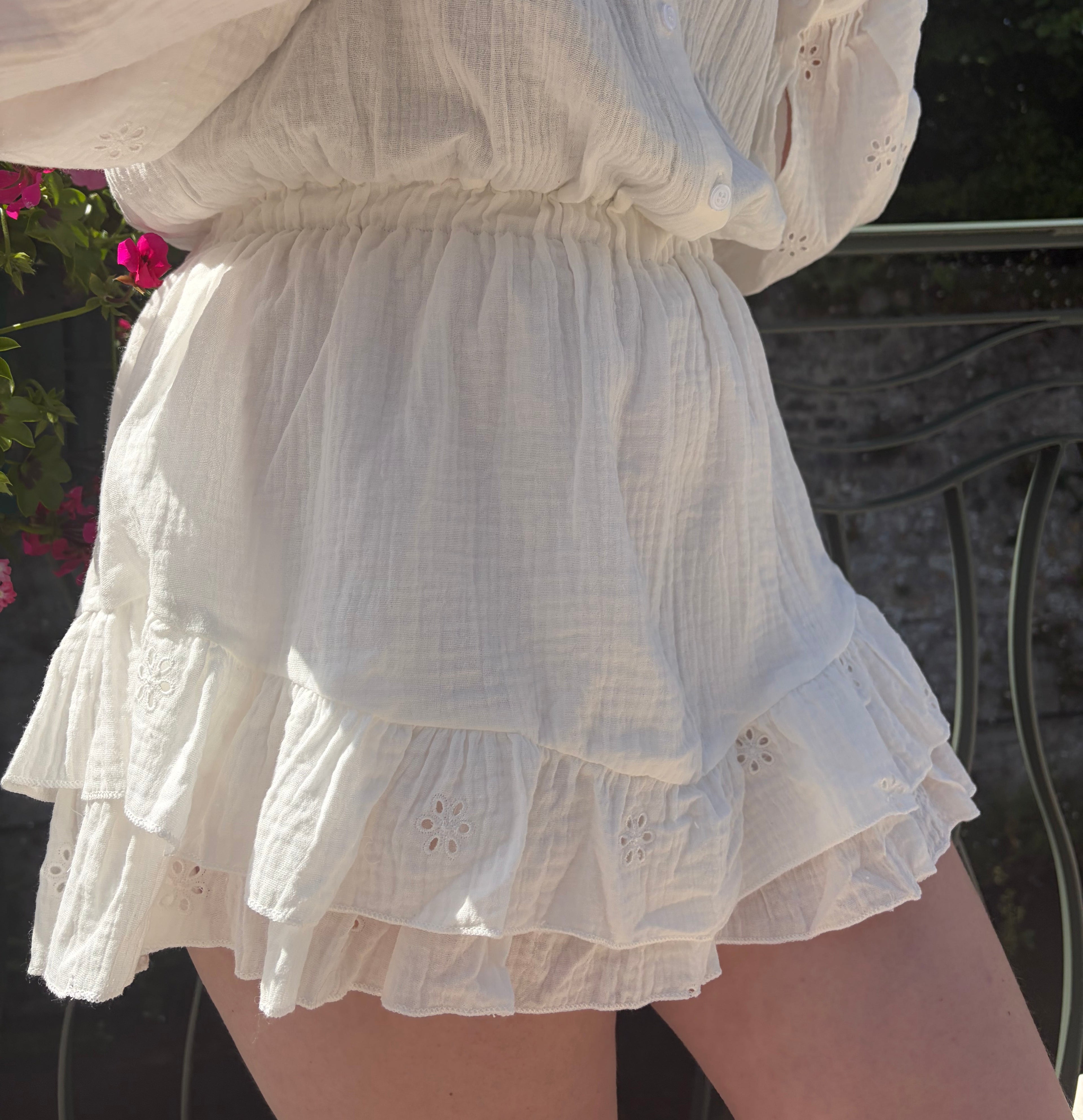 Combishort brodé "Flora"