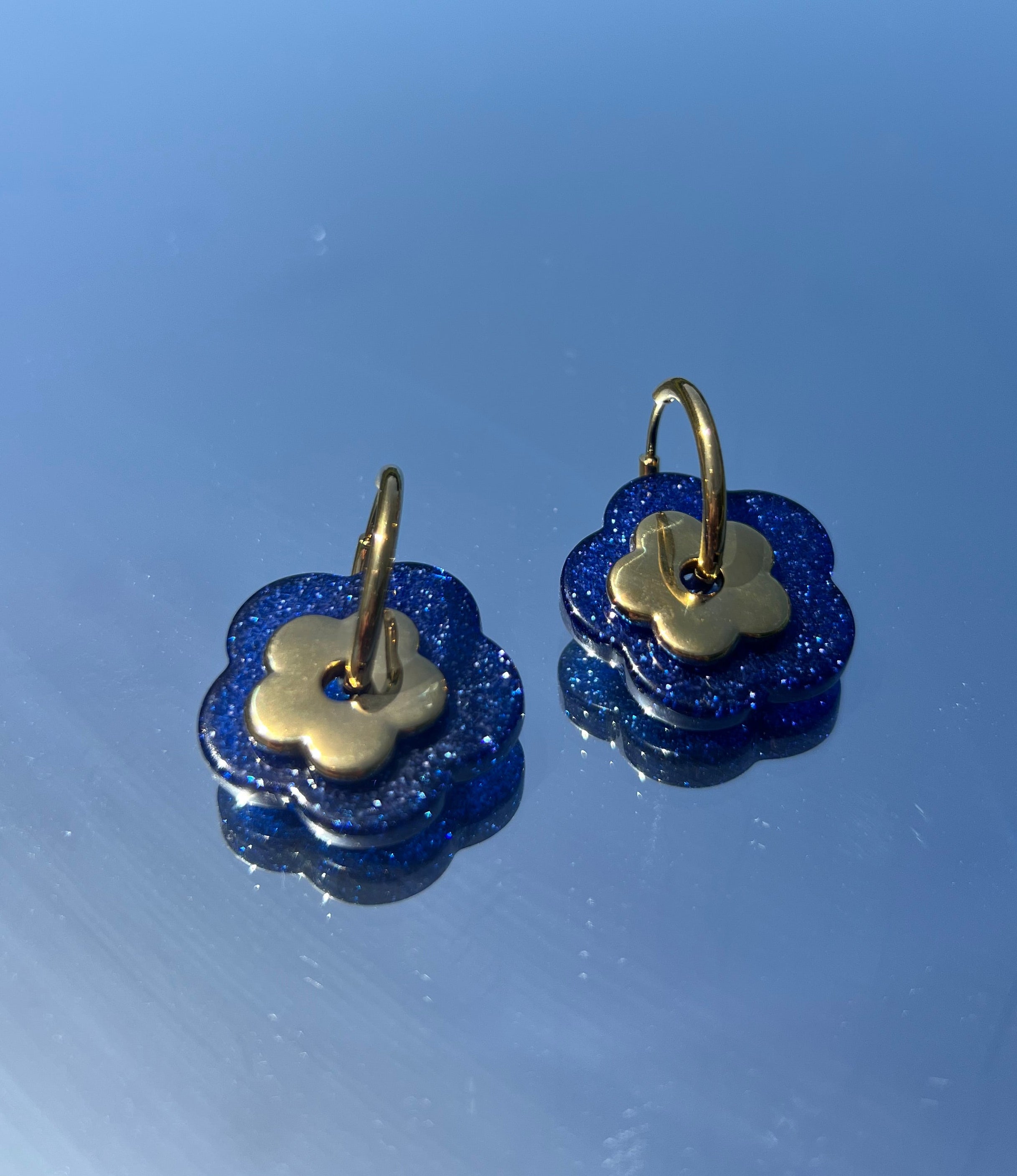 Boucle d'oreille "Fleurs" - Bleu