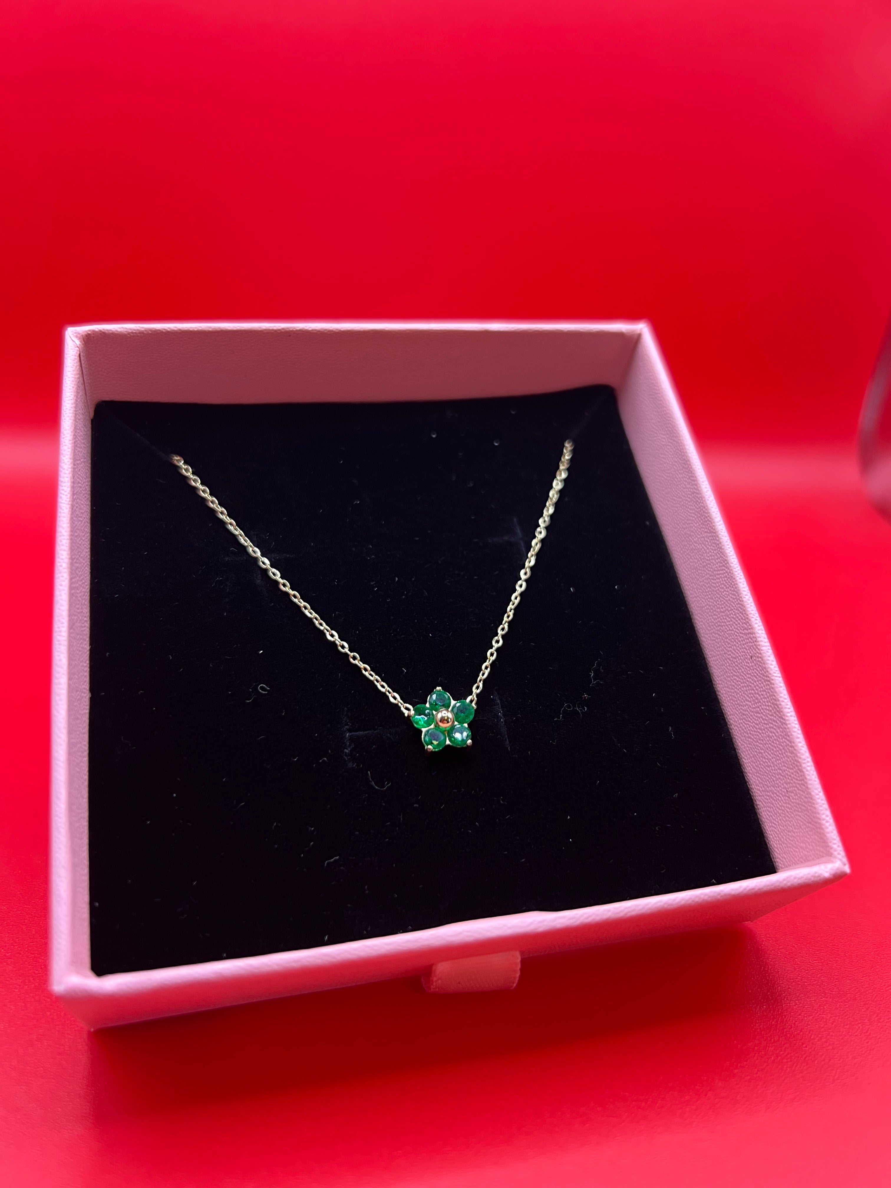 Collier "Fleur " - Vert