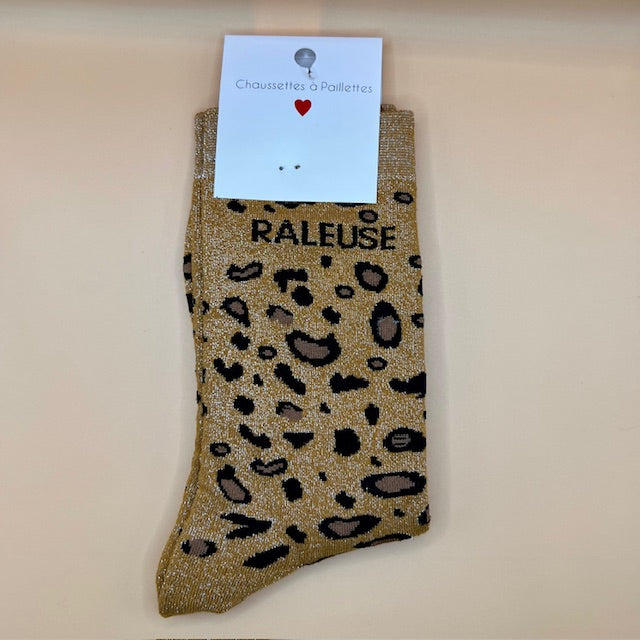 Chaussette à paillettes "Râleuse" - Léopard