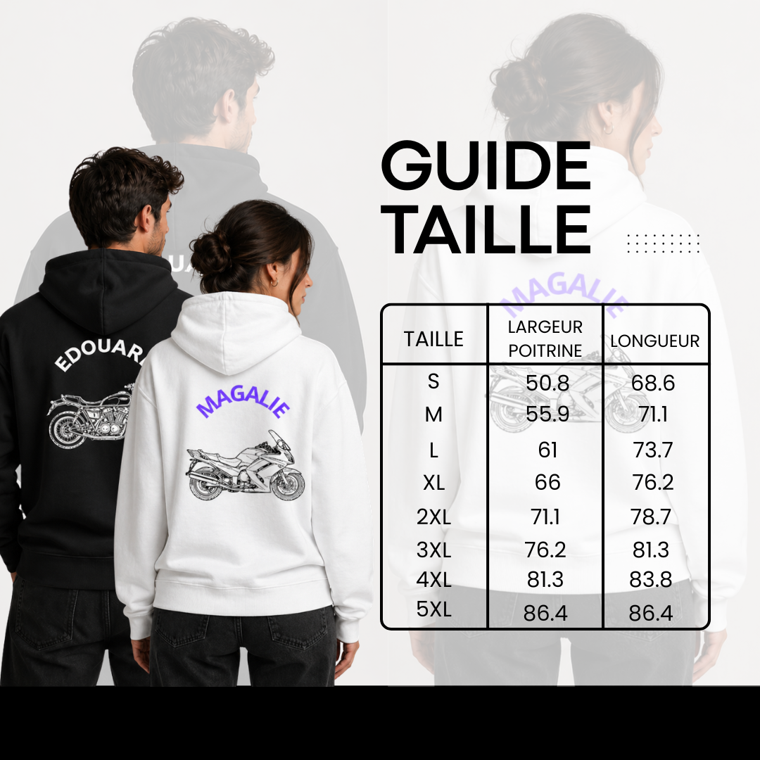 Sweat  "Moto" Noir - Personnalisable Homme