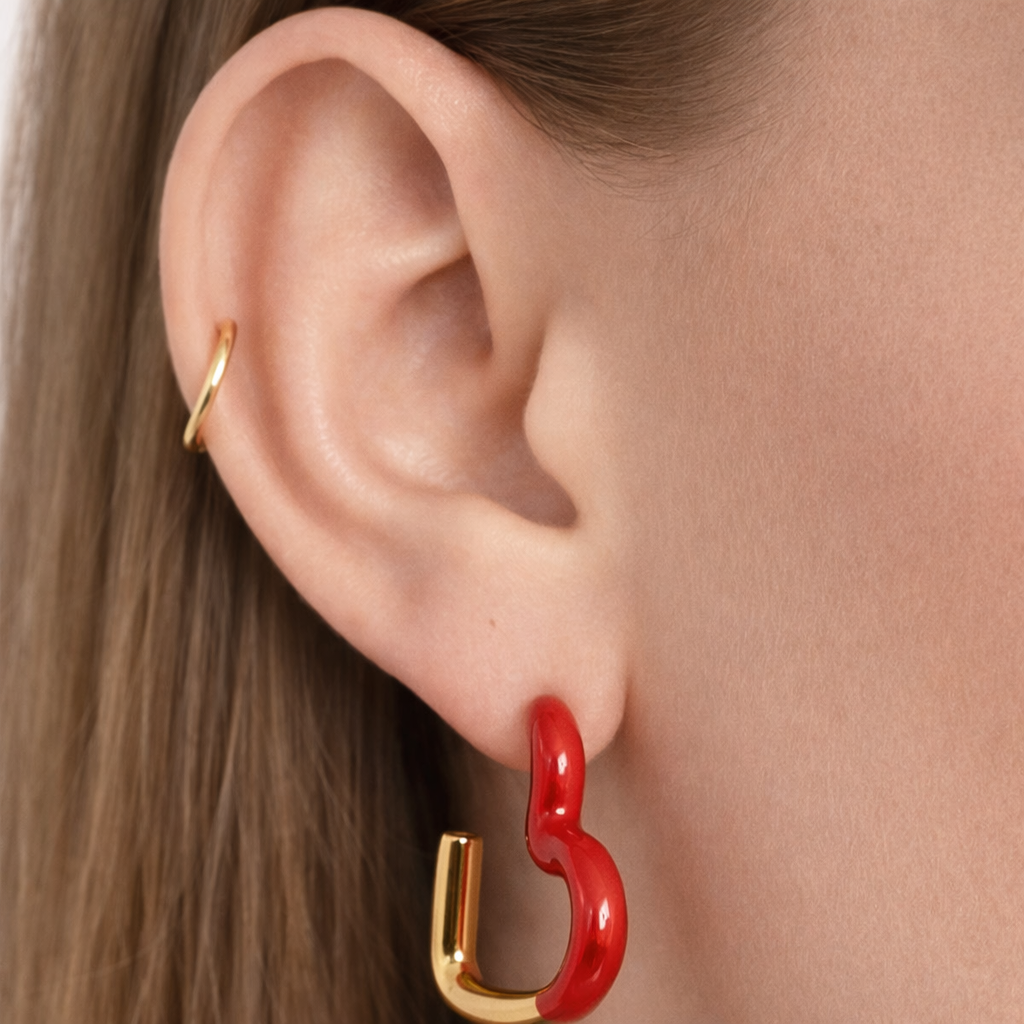 Boucle d'oreille - "Coeur rouge"