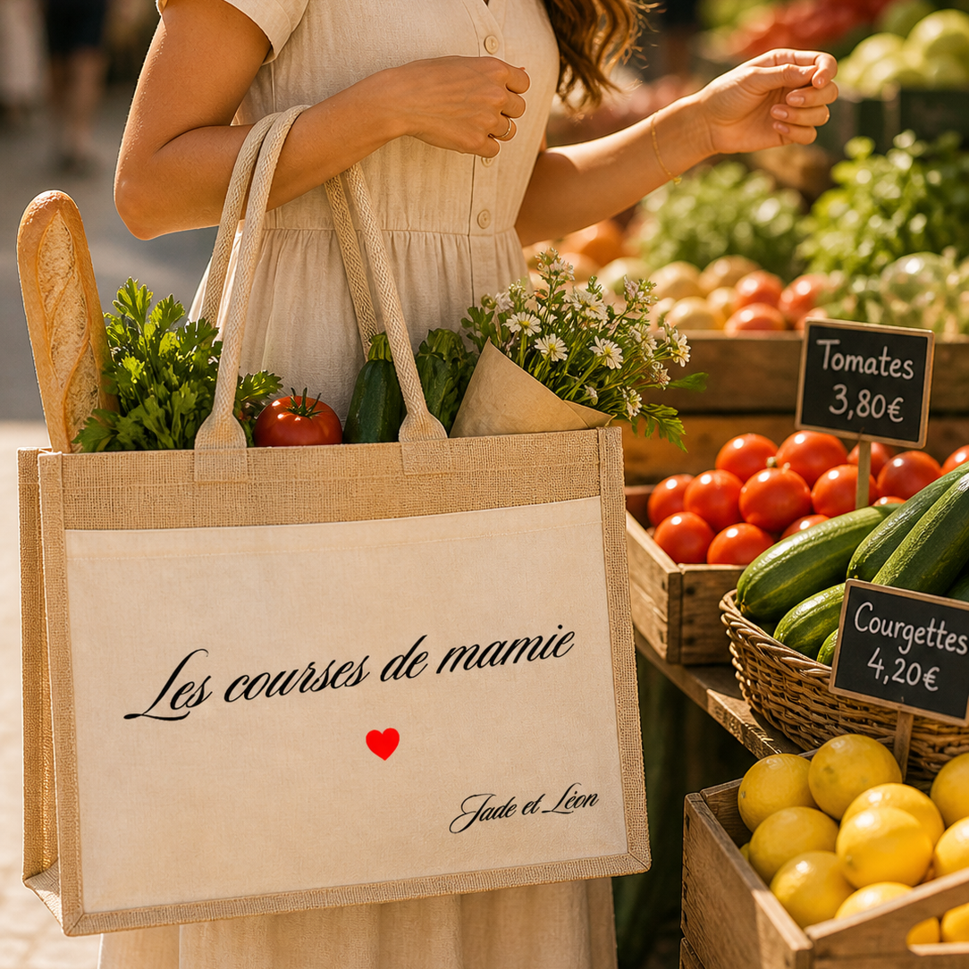 Sac "Les courses de Mamie" + Prénoms
