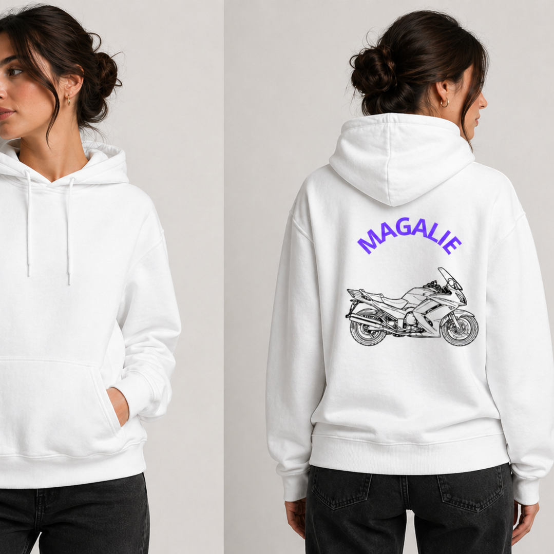 Sweat  "Moto" Blanc - Personnalisable Femme