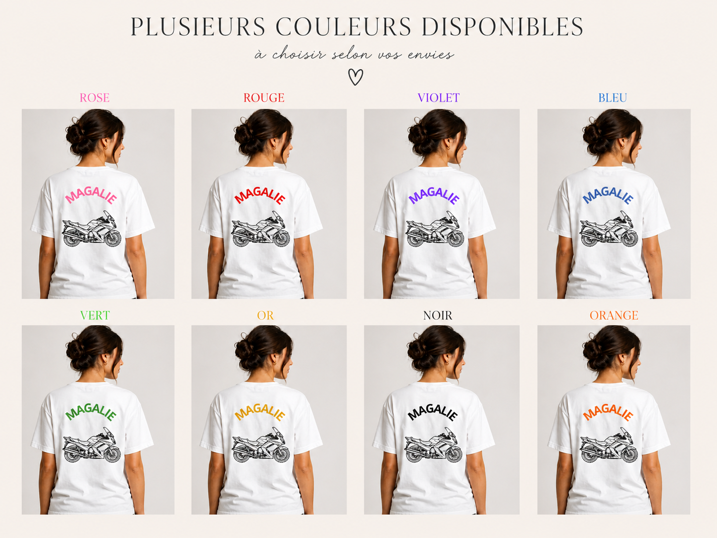 T-shirt "Moto" Blanc - Personnalisable Femme