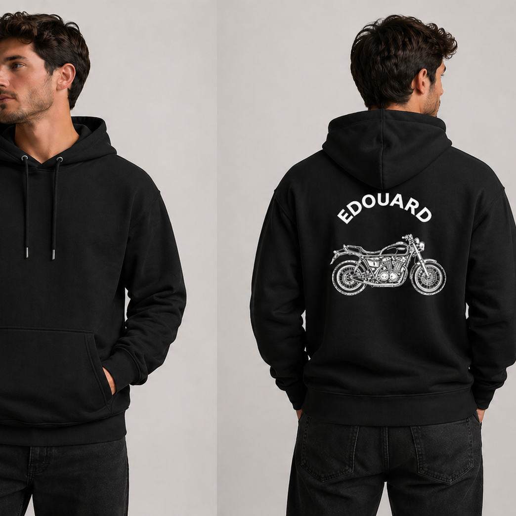 Sweat  "Moto" Noir - Personnalisable Homme